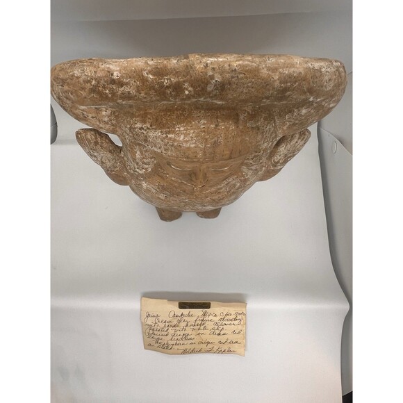 Pre Columbian Jaina Maya Pottery Figure Standing Woman Arms Raised Headdress Lrg - Picture 11 of 16